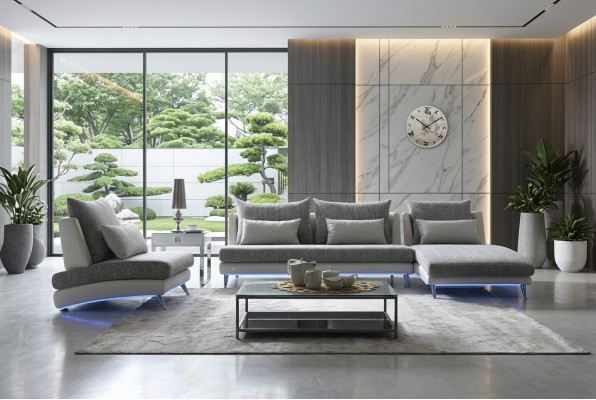 Modern design corner sofa upholstery suite 155x390cm fabric textile sofa corner