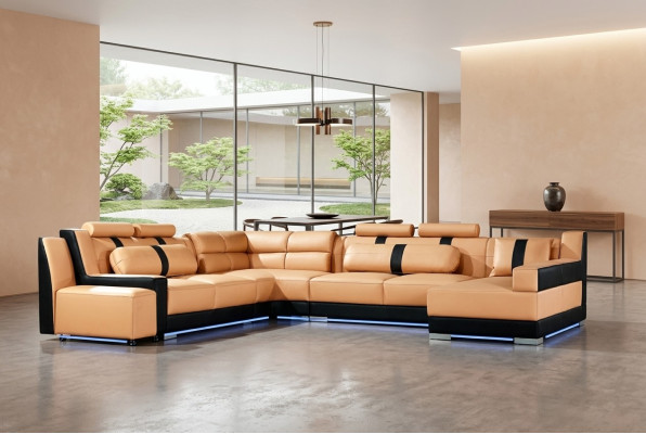 XXL U-Shape Leather Living Landscape Couch Upholstered Seat Corner Sofa Large Suite