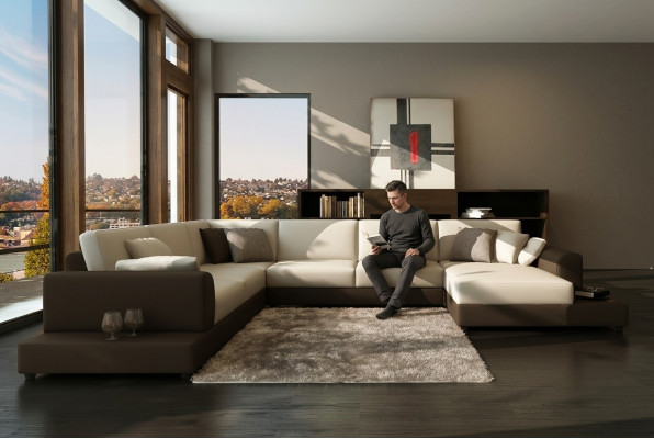 Leather sofa couch living landscape corner sofa corner set design decor modern