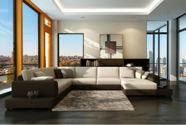 Leather sofa couch living landscape corner sofa corner set design decor modern