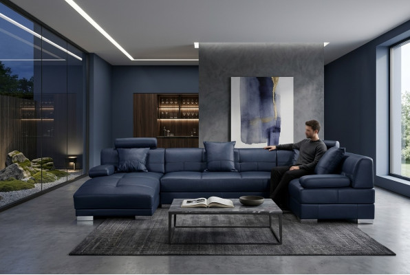 Leather sofa, couch, living area, corner sofa, corner suite, design, modern decor