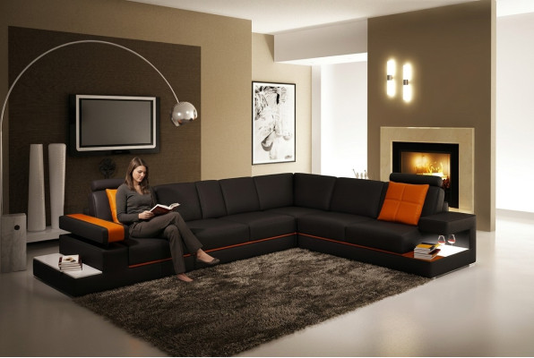 Leather sofa couch living area corner sofa corner modern suite design decor
