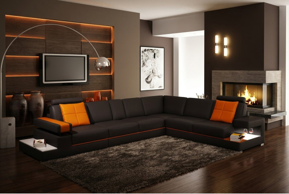 Leather sofa couch living area corner sofa corner modern suite design decor