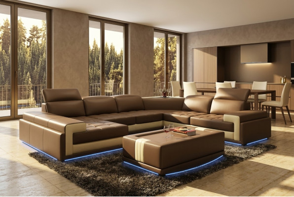 Leather sofa couch living landscape corner sofa modern corner suite design decor