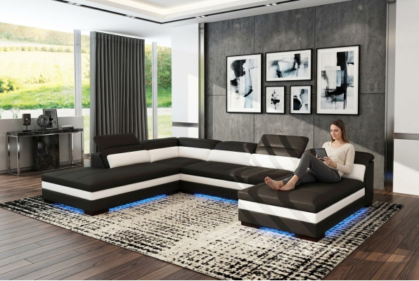 Leather sofa couch living landscape corner sofa corner set design modern sofa 5127