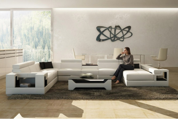 Leather Sofa Couch Living Landscape Corner Sofa Corner Suite Design Modern Sofa 6138