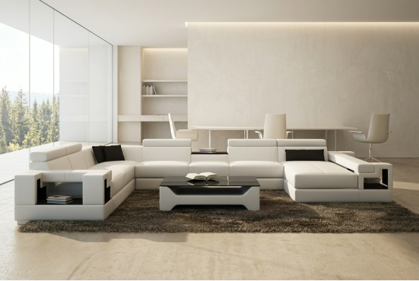 Leather Sofa Couch Living Landscape Corner Sofa Corner Suite Design Modern Sofa 6138