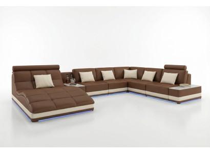 Bix XXL living landscape corner sofa leather upholstery couch U shape