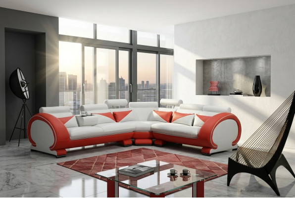 Modern corner sofa couch upholstery seating corner XXL big living landscape corner new
