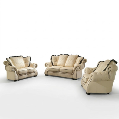 Classic sofa set, upholstered leather sofa set 3+2+1 sofas