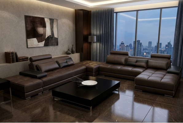 Leather sofa couch living landscape corner sofa corner set design modern sofa new A1146