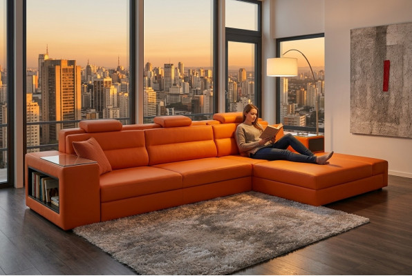 Leather sofa couch landscape corner sofa corner set design modern sofa B2006B