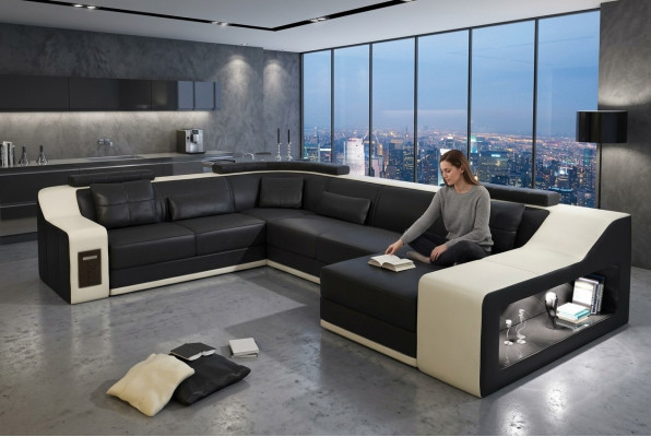 Leather sofa couch living landscape corner sofa corner set design modern sofa new B2017