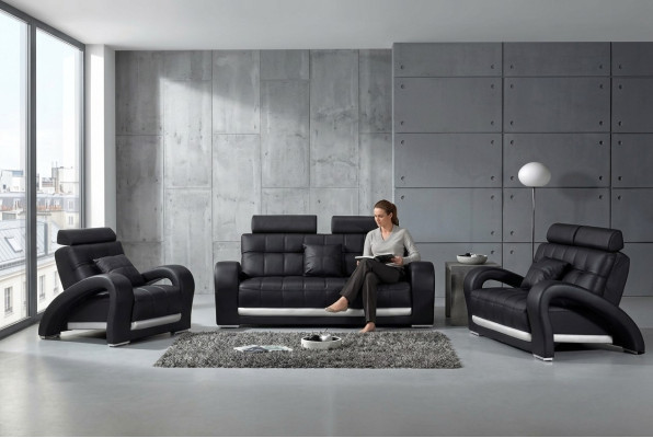 Leather Sofa Couch Living Landscape 3+2+1 Seater Set Design Modern Sofa B2023
