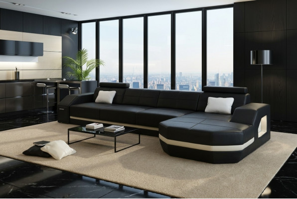 Elegant black corner sofa in L-shape Stylish furniture for your home