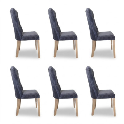 6x Chairs Chair Upholstered Design Chesterfield Suite Armchair Complete Set