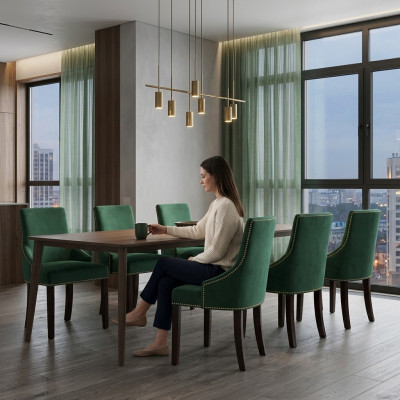 6x Design Upholstered Dining Chairs Modern Upholstered Armchairs Lounge Club Set