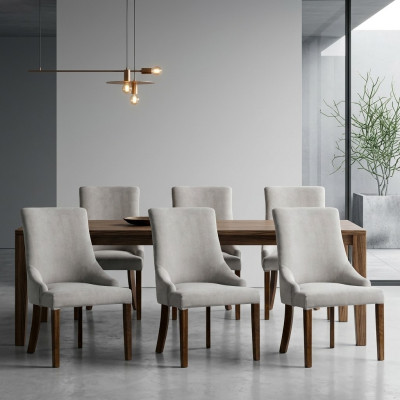6x Designer Upholstered Chair Set Complete Chairs Reclining Seat Lounge Club New