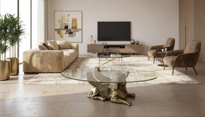 Coffee table table glass tables tables Pharaoh Sphinx side glass Egypt 120x60cm