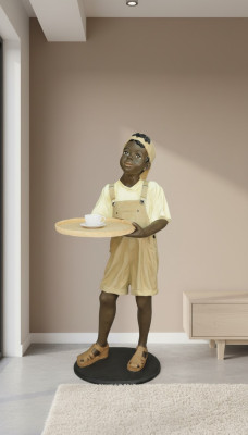 Stand, Tray, Cards, Drinks, Figure, Figures, Statue, Boy, Gastronomy, Sculpture