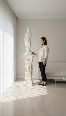 Design column with Amorette 100 cm figures column base flower stand statue new