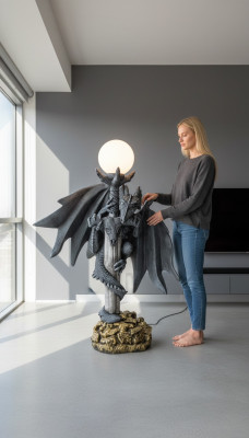 XXL Design Gothic Floor Lamp Dragon Lamp 143cm