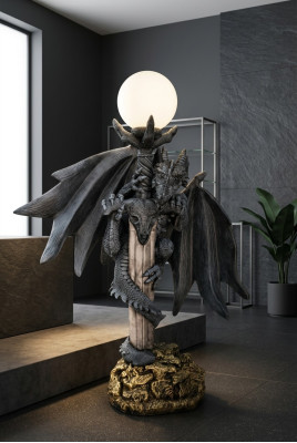 XXL Design Gothic Floor Lamp Dragon Lamp 143cm
