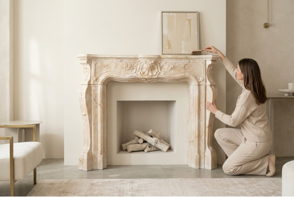 Fireplace stove cladding surround marble style decoration baroque classic fireplaces