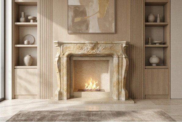 Fireplace stove cladding surround marble style decoration baroque classic fireplaces