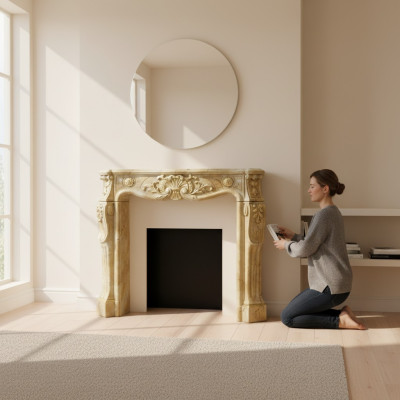 Fireplace cladding surround marble style decoration baroque classical fireplaces stove