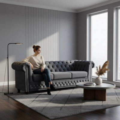 Chesterfield sofa set sofa 3+1+1 upholstered couch sofas seating crystal stones