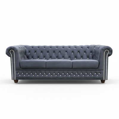 Chesterfield Leather Sofa Couch Upholstered Suite 3+1 Bed Function Sleeper Sofa