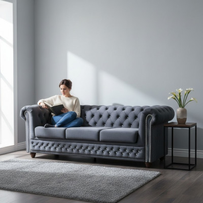 Chesterfield Sofa Set 3+2+1 Sofa Bed Sofa Couch Upholstered Leather Sofas Bed