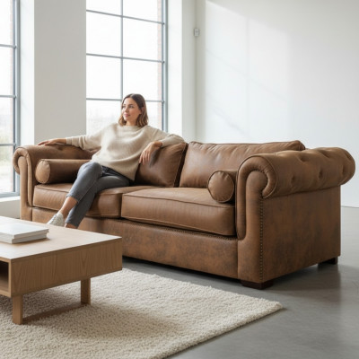 Chesterfield Sofa Set 3+2 Couch Upholstery Set Sofas Couches New Leather Sofa