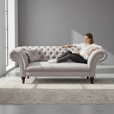 Chesterfield Sofa Set 3+2 Couch Sofa Upholstery Design Leather Fabric Suites