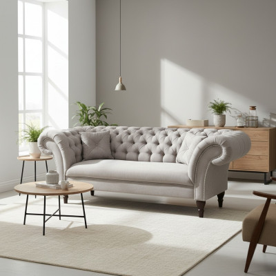 Chesterfield Sofa Set 3+2 Couch Sofa Upholstery Design Leather Fabric Suites
