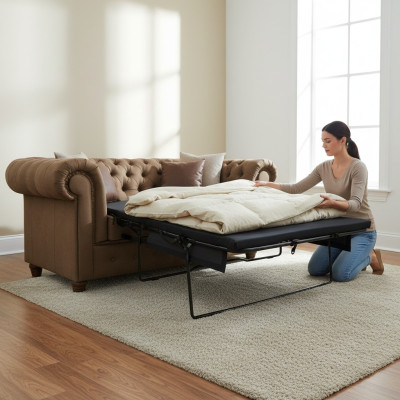 Chesterfield Cambridge 2-seater sofa office couch with bed function sofas couches