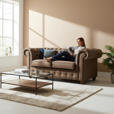 Chesterfield Office Sofa Couch Textile Design Seat Cushion Cambridge Sofas