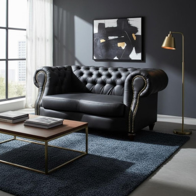 Chesterfield Lincoln 2-seater couch upholstered sofas club design leather sofa