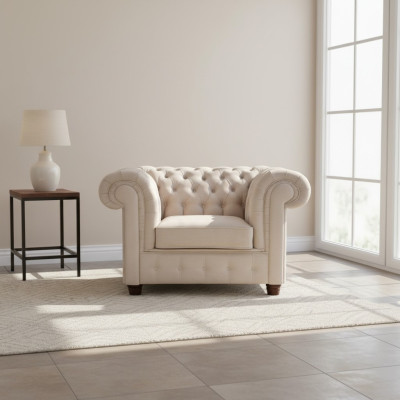Chesterfield 1 Seater TV Armchair Club Lounge Recliner Textile Leather Sofas