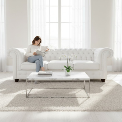 Design Classic Chesterfield Big XXL Couch Leather Textile Sofas Couch 3-Seater