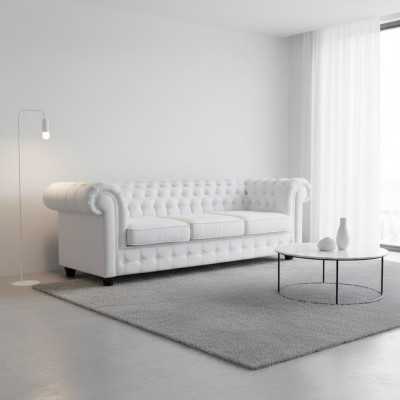 Design Classic Chesterfield Big XXL Couch Leather Textile Sofas Couch 3-Seater