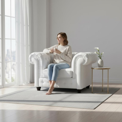 Elegant White Chesterfield Armchair: The Charm of the Classical in Modern Style