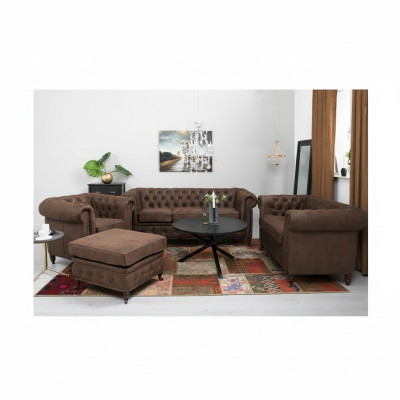 Chesterfield 3+2+1 Seater Sofa Set + Ottoman Couch Sofa Leather Textile Couches