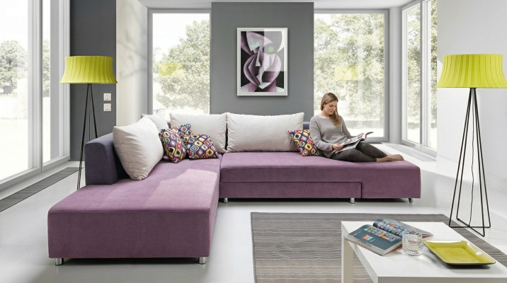 Luxurious large corner sofa is made from high-quality material by European furniture manufacturers.
