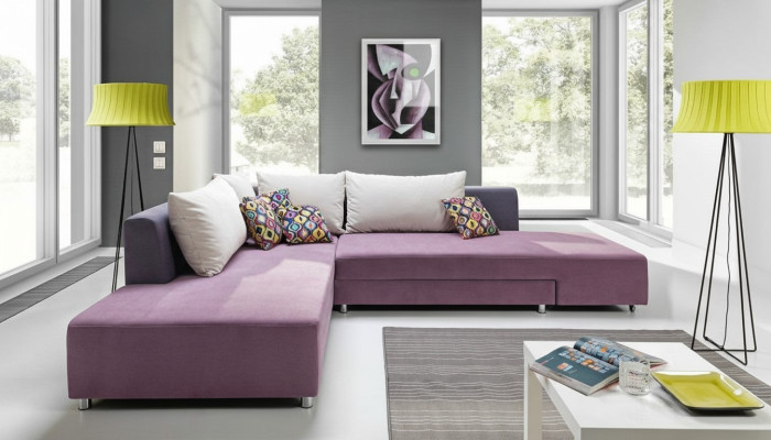 Luxurious large corner sofa is made from high-quality material by European furniture manufacturers.