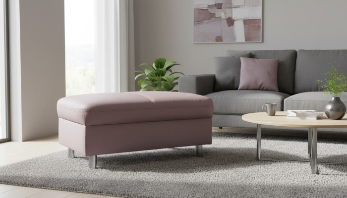XXL Club Lounge Pouf Leather Ottoman Designer Textile Footstool Design