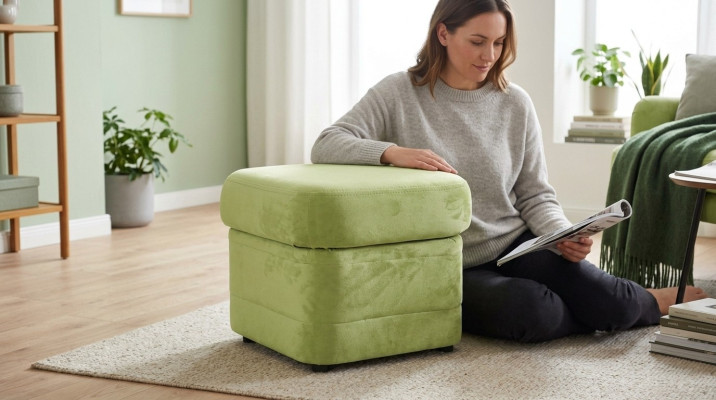 XXL Club Ottoman Pouf Leather Ottoman Designer Textile Footstool Club Lounge