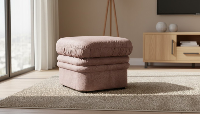 Lounge Ottoman XXL Club Footstool Ottoman Pufa Fabric Textile Design