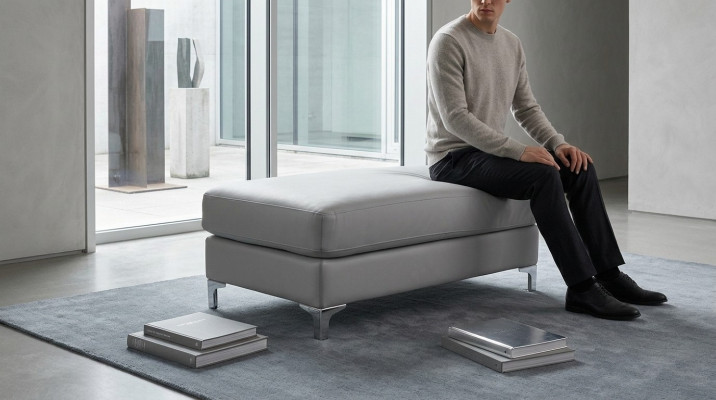 XXL Club Footstool Lounge Ottoman Pouf Textile Ottoman Designer